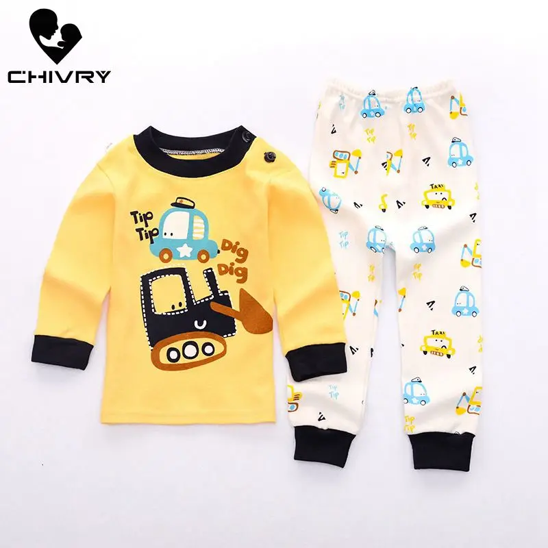 Детский пижамный комплект для мальчиков и девочек Милая футболка с длинным