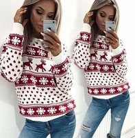 christmas snowflake women hoodies new casual o neck long sleeve cartoon deer printed sweatshirt ladies jumper xmas pullover tops