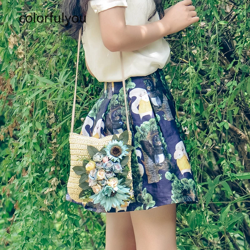 

Handmade Flowers Shoulder Bag Women Straw Bag Small Woven Bag 2021 Designer Summer Beach Travel Bag Knit Fashion Messenger Bag
