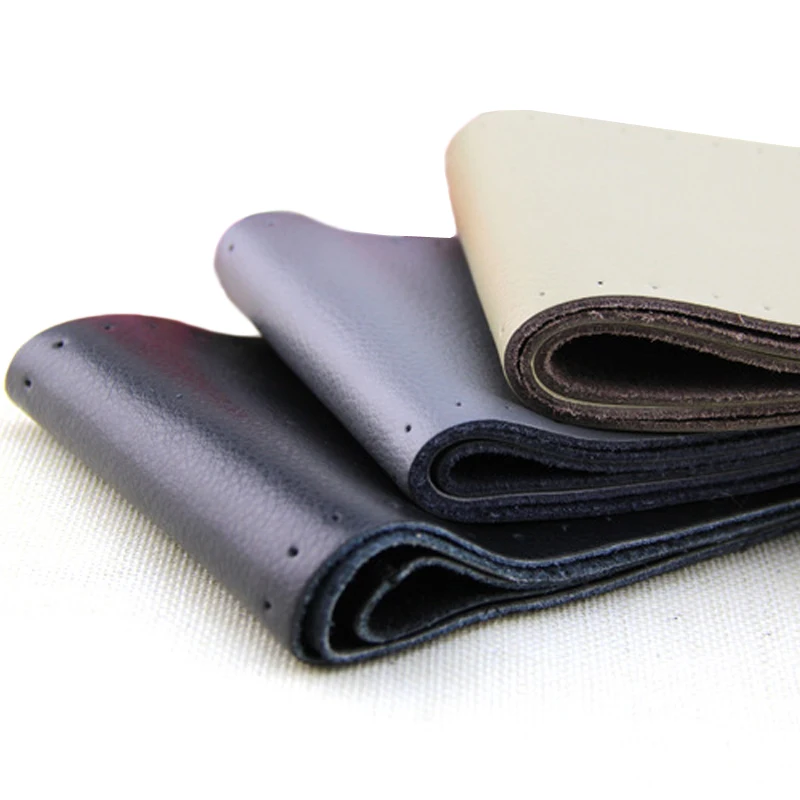 1 шт. Натуральная Воловья кожа кожаное рулевое колесо Ручное шитье голубой серый