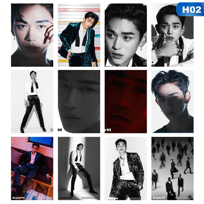 

12Pcs/Set KPOP SuperM Photo Pictures Cards Boy LOMO Cards Self Made LOMO Pictures Photocard Fans Supplies