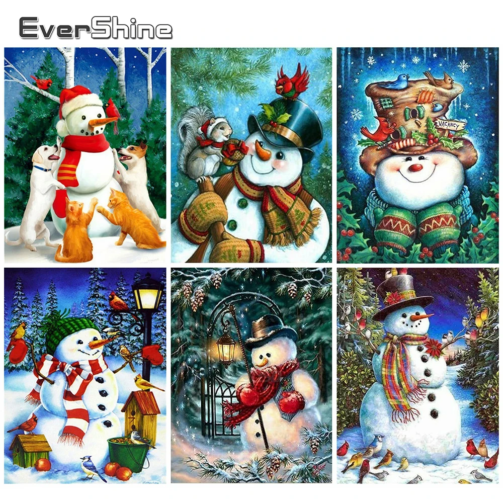 

EverShine Алмазная вышивка мультяшная картина Стразы 5D алмазная живопись Снеговик мозаика Зимняя Вышивка крестиком Настенный декор