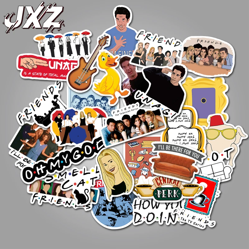 

50Pcs/pack TV Show Friends Letter Anime Graffiti Stickers Funny Waterproof Pvc Decal Scrapbooking Stickers Phone Laptop Decor
