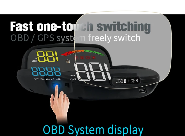 Head-Up Display OBD II GPS Speedometer Alarm Function Practical 2 In 1 HD C800 On-board Computer Speed Projector Car HUD
