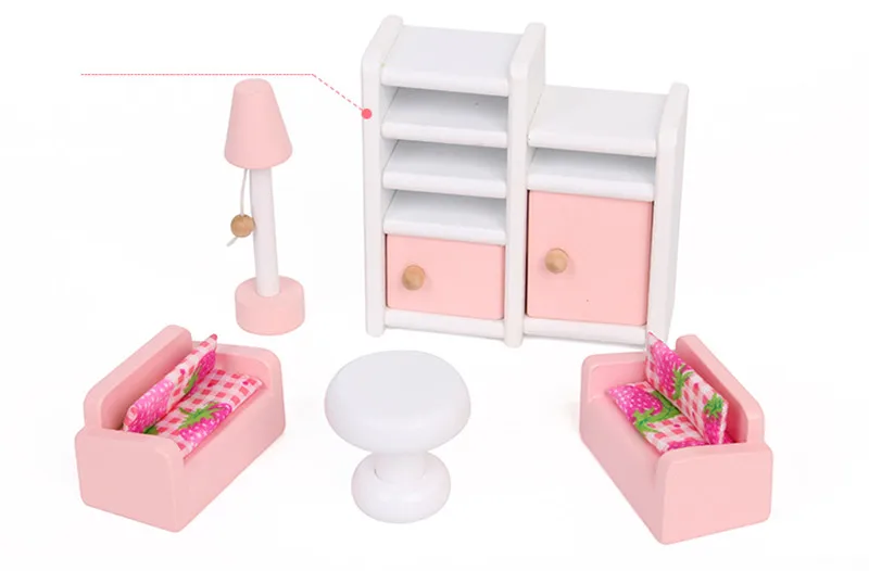 Деревянный DIY кукольный домик с миниатюрной мебели наборы для кукол kawaii розовый и белый Кукольный дом ролевые игры игрушки для детей