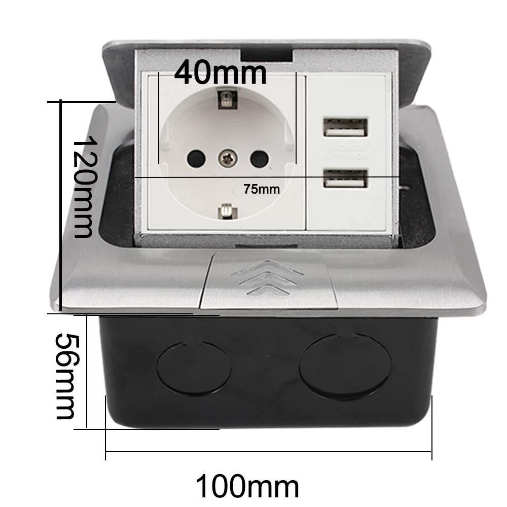 250V 16A Aluminum Alloy Box Waterproof 2 Way Power Outlet Europe Standard Socket USB RJ45 Internet Pop-Up Floor | Обустройство дома