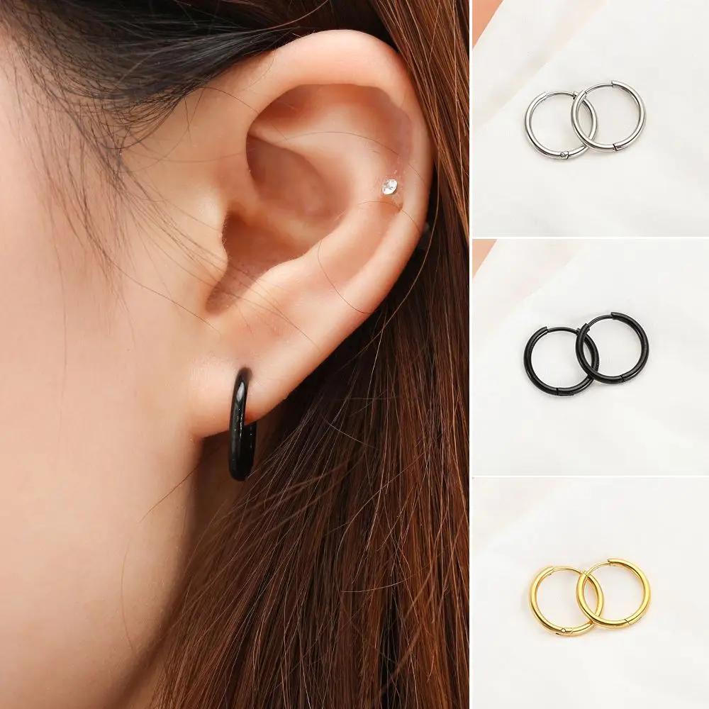 

8mm/10mm/12mm/14mm Party Silver Color Statement Jewelry Hoop Earrings Dangle Drop Earrings Huggie Stud