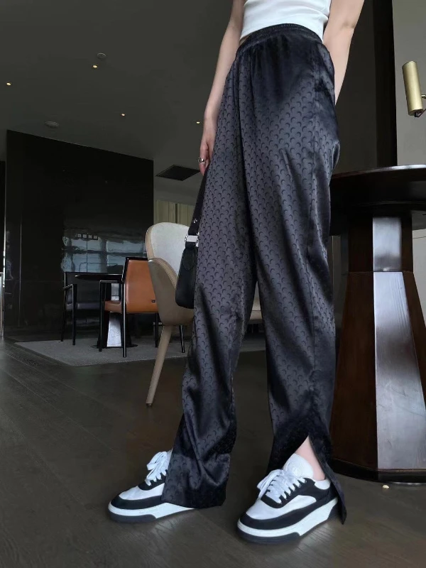 

113294 Spring Autumn New Fashion Classic Trendy Brand Luxury Design Full Moon Pattern Casual Elastic Waist Casual Pants M2