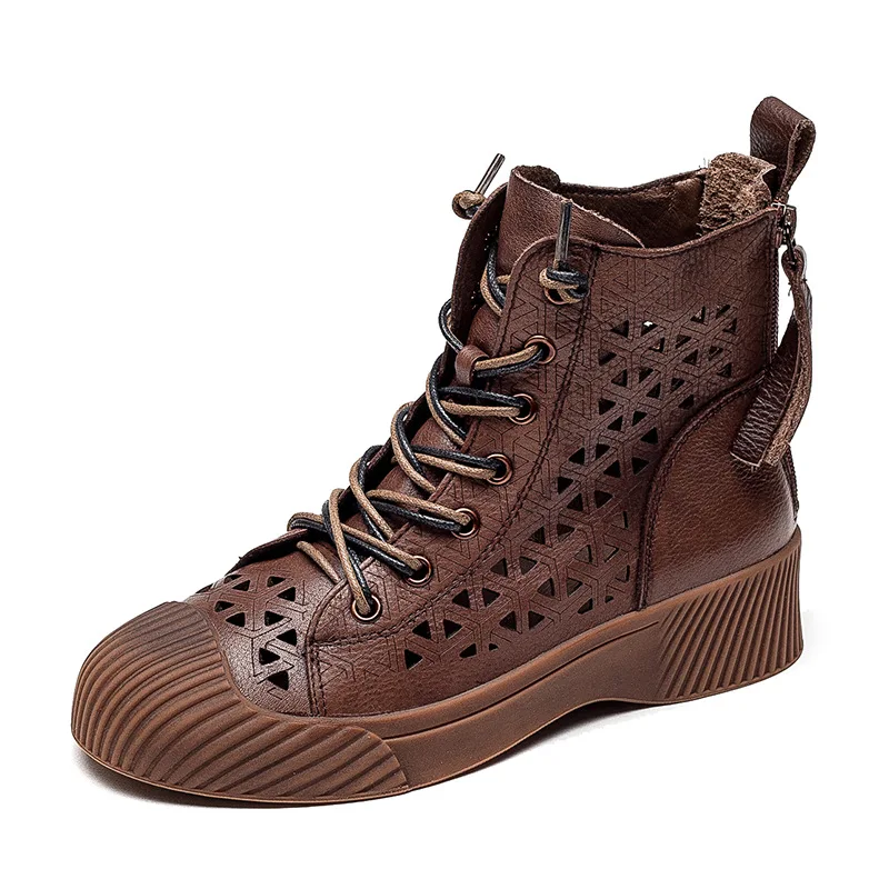 

2021 spring and summer new product leather solid color hollow design retro style platform ladies sandals