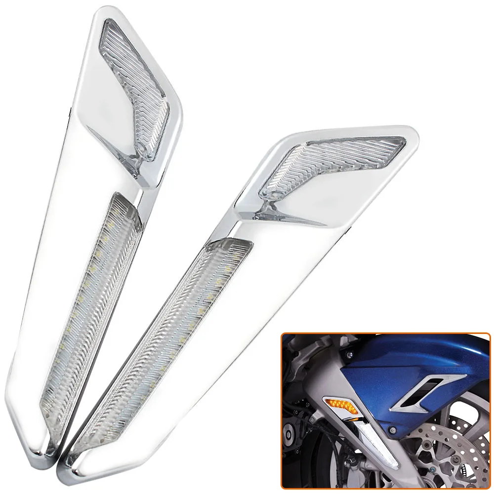 

Мотоцикл LED Передняя Вилка Установленный NAV светильник s для Honda Goldwing GL1800 Tour 2018-UP вспомогательный декоративный светильник хромированная част...