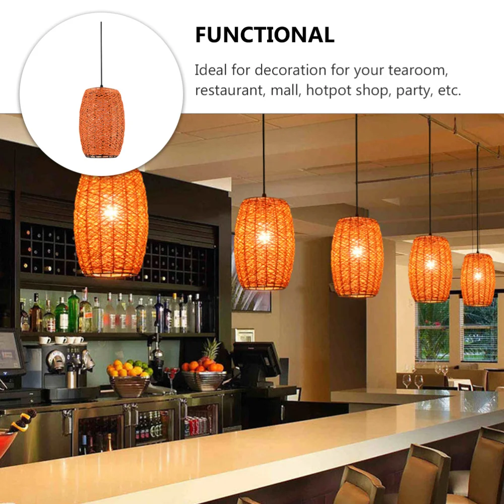 

American Style Weaving Chandelier Rattan Woven Ceiling Lamp Decor without Bulb