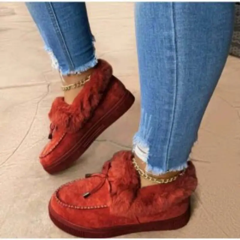 

2021 Winter New Ladies Imitation Suede Snow Boots Round Toe Low-heel Flat Shoes Winter Warm and Comfortable Hot Shoes KZ145