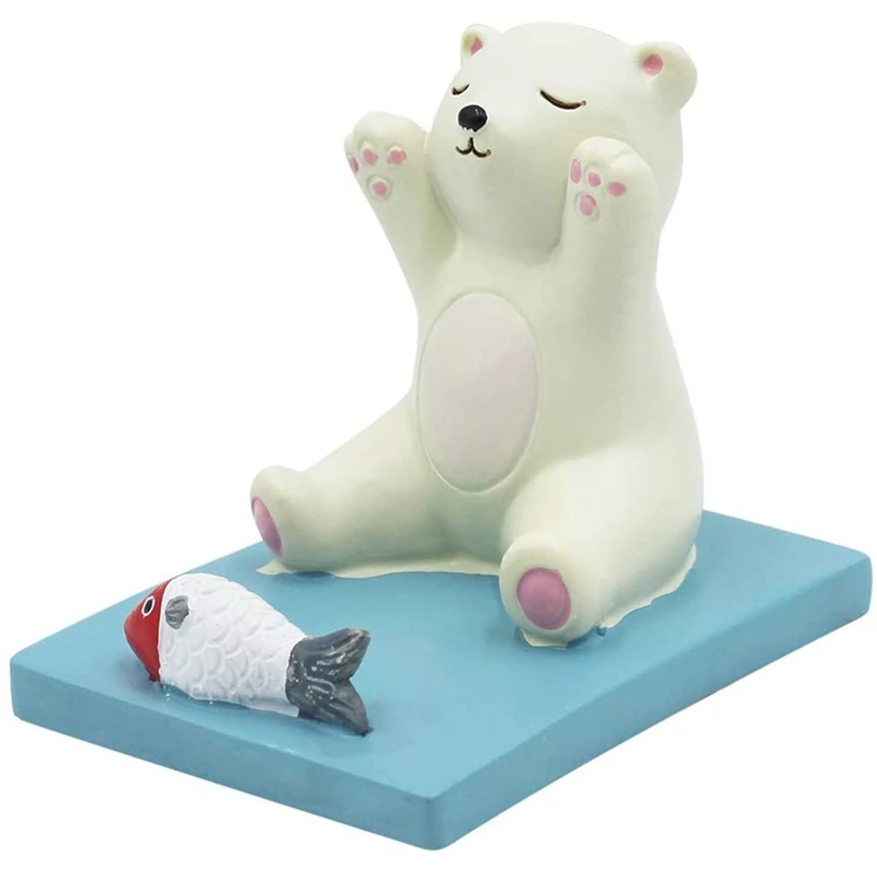 

Cute Cartoon Polar Bear Phone Holder Desk Animal Phone Holder, Creative Resin Craft, Desktop Decoration Bracket