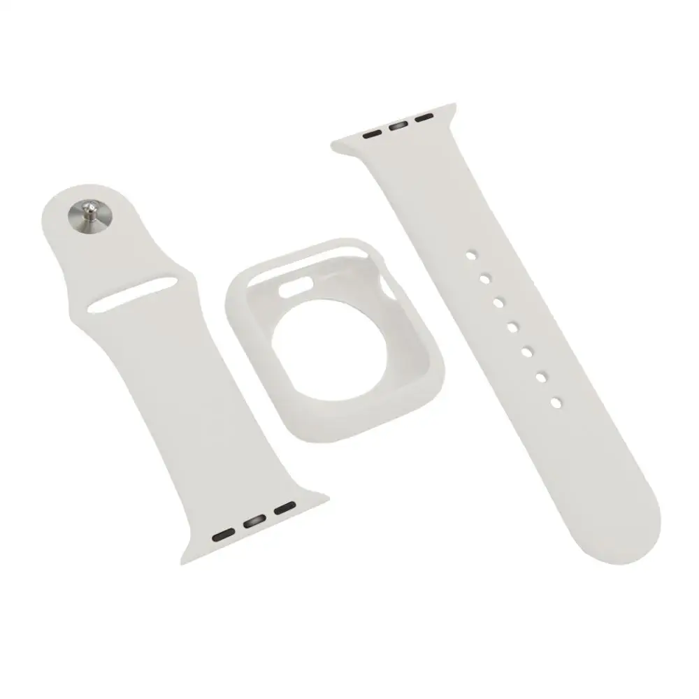 Light white Защитный чехол и ремешок для apple watch 4, 5, 44 мм, 40 мм, мягкий силиконовый браслет 2 в 1, подходит для iwatch series 3, 2, 1, 42 мм, 38 мм - Цвет: Light white