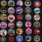 Круглая черная нашивка в виде НЛО с изображением животного, волка, нашивка с вышивкой, аппликация для куртки, одежды, аксессуары для одежды своими руками