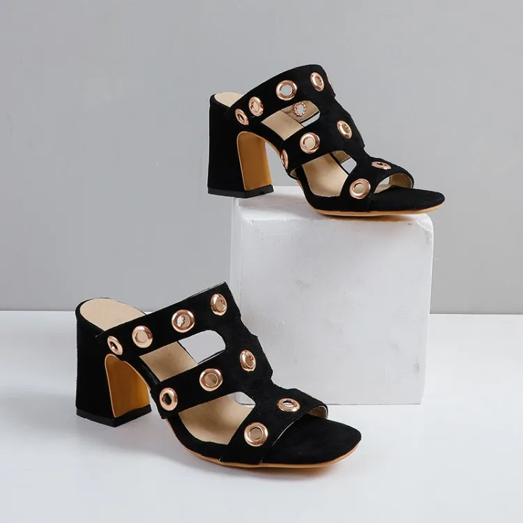

Fashion Metal buckle sandals Women's Thick-heeled Toe Sandals Casual shoes Sandy Beach Dress Shoes