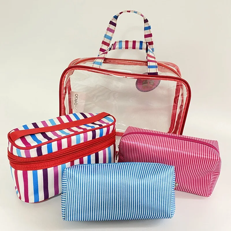 

2020 New Travel Organizer Neceser Maquillaje 2021 Pvc Transparent Portable Cosmetic Bag 4 Pcs Mother Receive Han Edition Wash