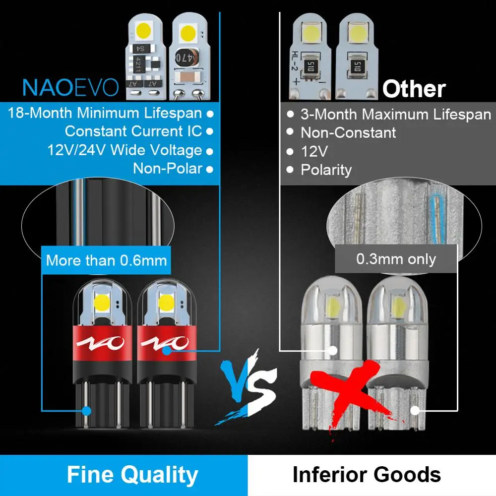 NAO 4x T20 7443 T10 W5W LED 2000Lm 5W5 W21/5 W дневсветильник CSP Чип 194 для Lada GRANTA PRIORA NIVA XRAY KALINA