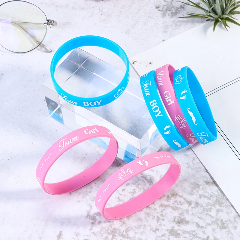

36Pcs Gender Reveal Bracelets Team Boy Silicone Wristbands Team Girl Rubber