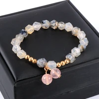 8mm faced natural stone beads cute cherry charm bracelets for girls women 2020 korean fashion sweet bracelet girlfriend gift