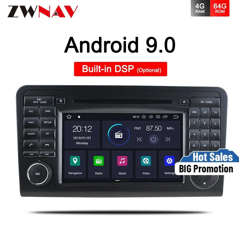 Автомобильный DVD плеер IPS Android 9 0 для Mercedes Benz GL ML CLASS W164 ML350 ML500 X164 GL320 2005 2012 GPS