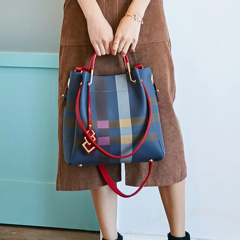 Клетчатая Женская посылка новая Универсальная сумка-мешок из искусственной кожи