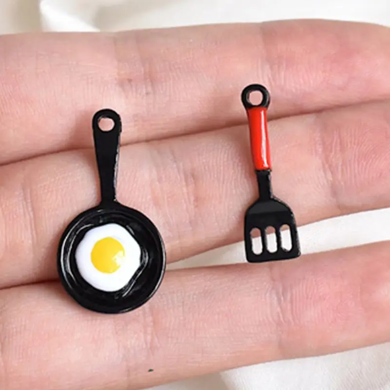 1 пара креативная Асимметричная сковородка для омлета серьги гвоздики с жареной