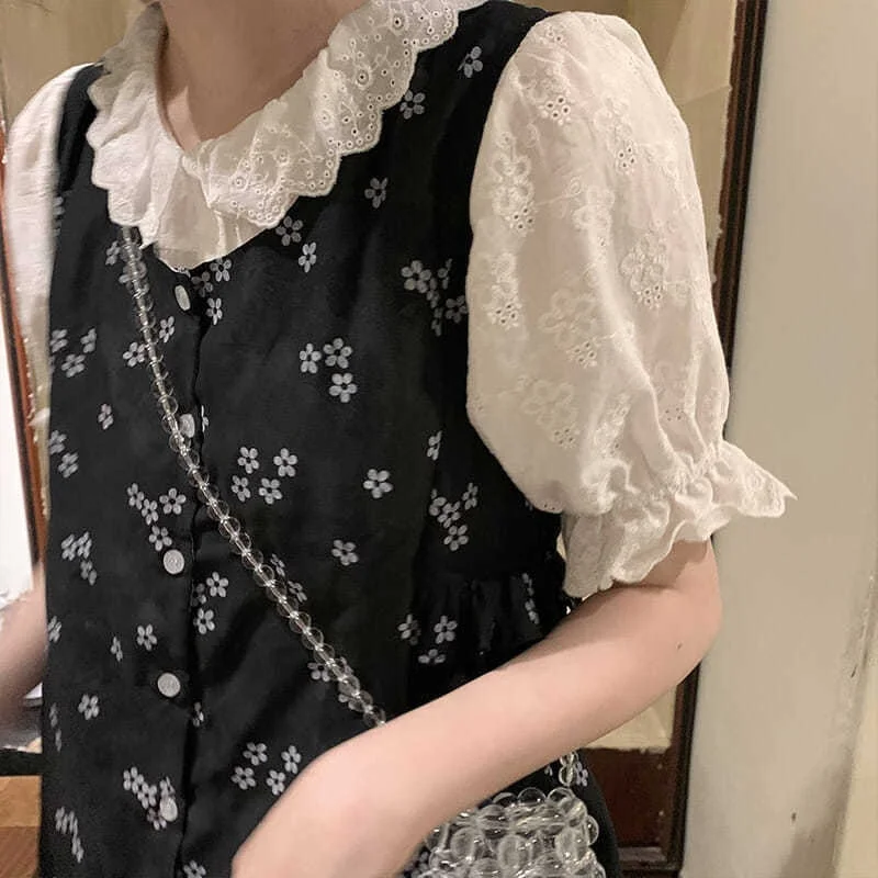 

White Casual Shirts Women Peter Pan Collar Design Fashion All-match Sweet Harajuku Loose Chic Elegant Daily Japanese Style New