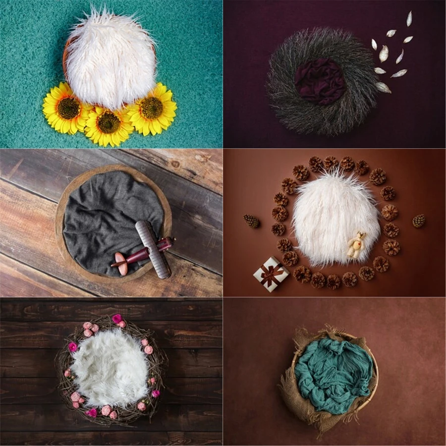 

Photo Studio Props Newborn Baby Photography Backdrop Sunflower Wood Board Solid Color Vinyl Background Birthday Photograph