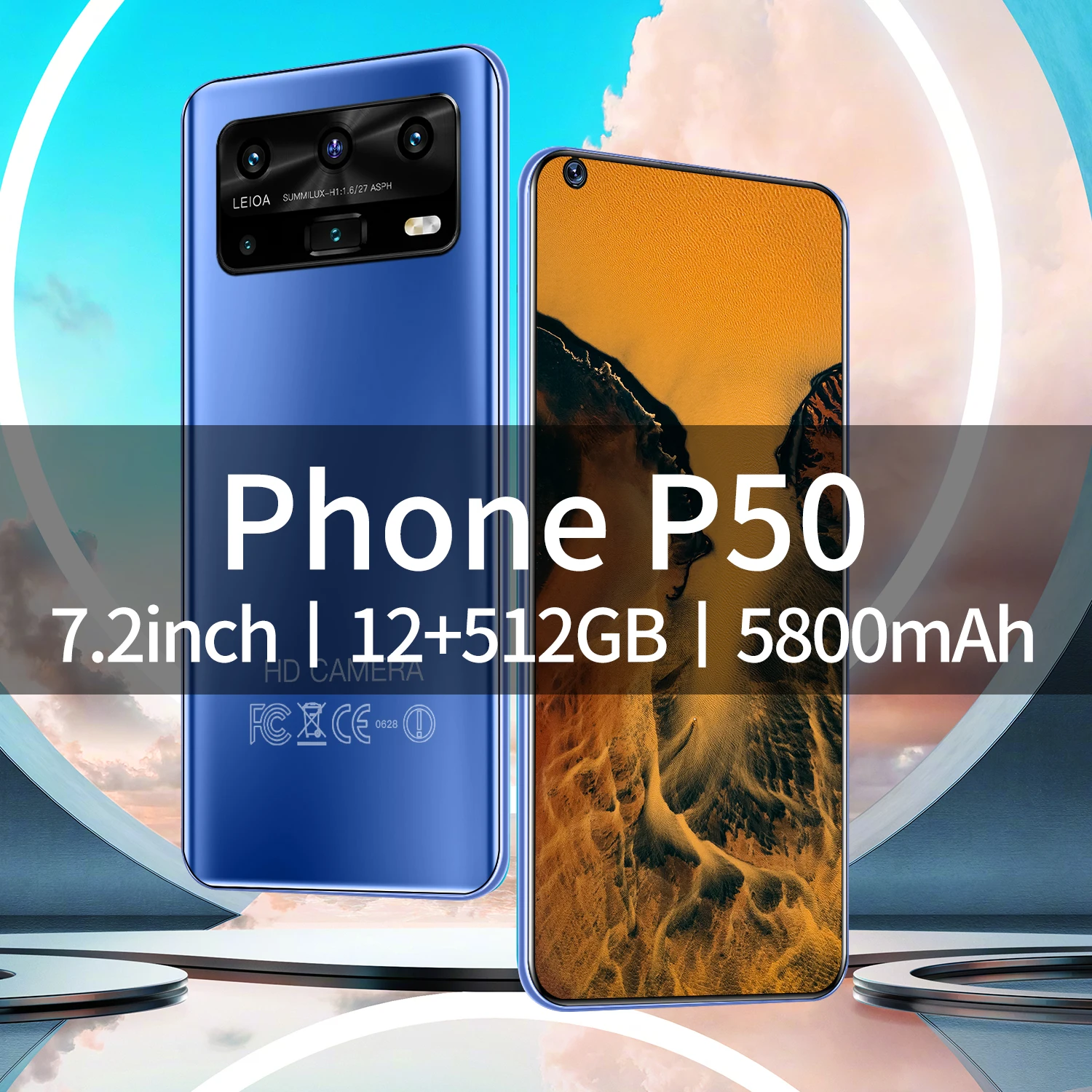 

Global Hot Sale P50 Pro MTK 6899 7.2 Inches HD Full Screen 12GB+512GB Dual Card Dual Standby Android OS 11 System Mobile Phone