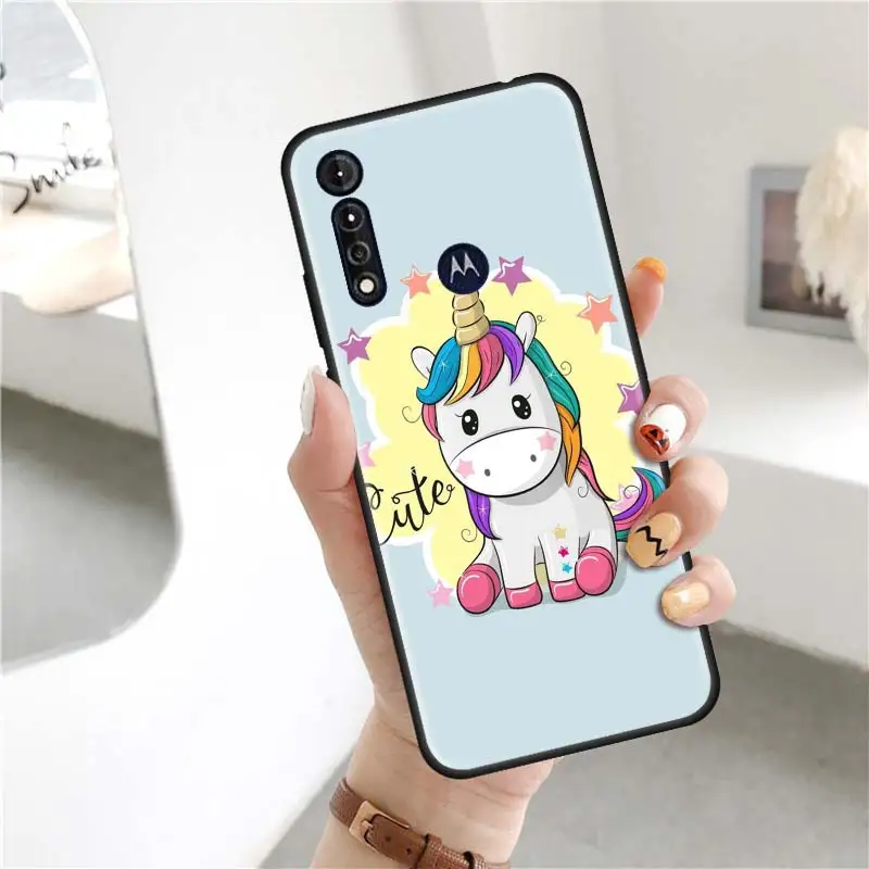 

Rainbow Unicorn Case for Motorola Moto G8 Play G Power Lite E6s Stylus One Hyper Edge Plus Silicone Phone Coque