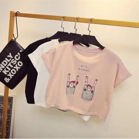 

Женский укороченный топ с коротким рукавом, в стиле Харадзюку