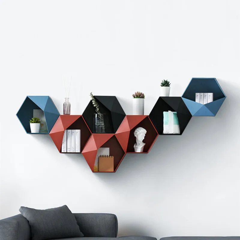 Однотонная настенная Геометрическая полка в скандинавском стиле для гостиной