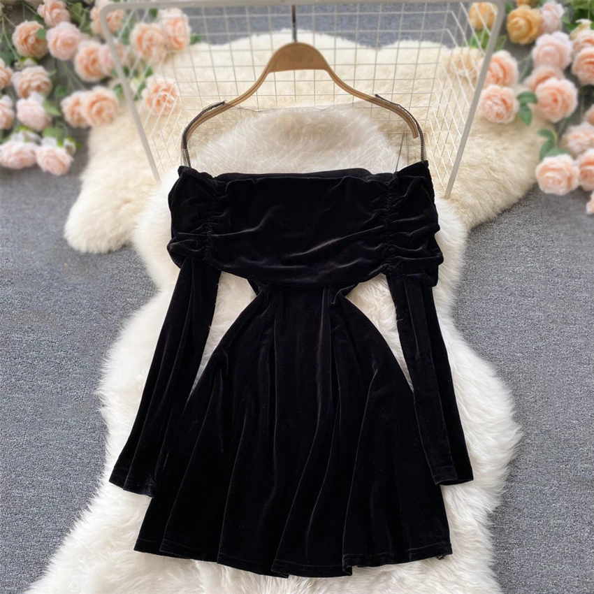 

Sexy Black Mesh Dress Women Long Sleeve Sexy Sheer Mini Party Dresses Long Sleeve Autumn Winter Velvet Dresses