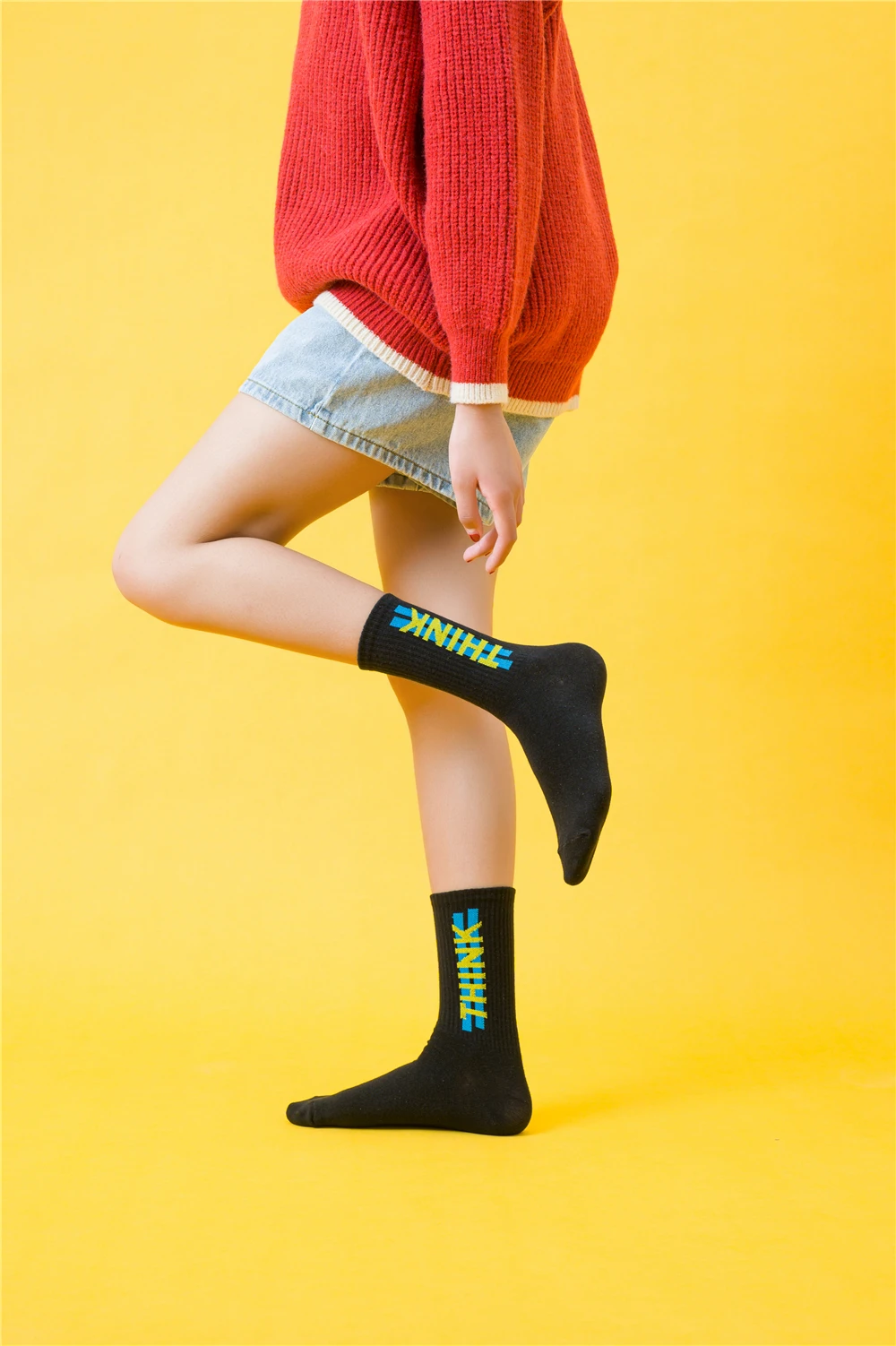 Women's Funny Words Loved Think Drink Sleep Play Lettered Striped Art Socks Couples Skateboard Hipster Street Dance Harajuku Sox