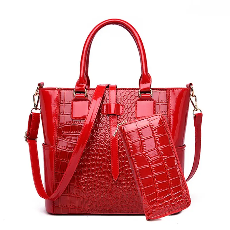 Red-2 2 комплекта, женские сумки из лакированной кожи, сумочка, роскошные сумки, женские сумки, дизайнерские сумки через плечо, сумки через плечо, Bolsas de Mujer - Цвет: Red-2