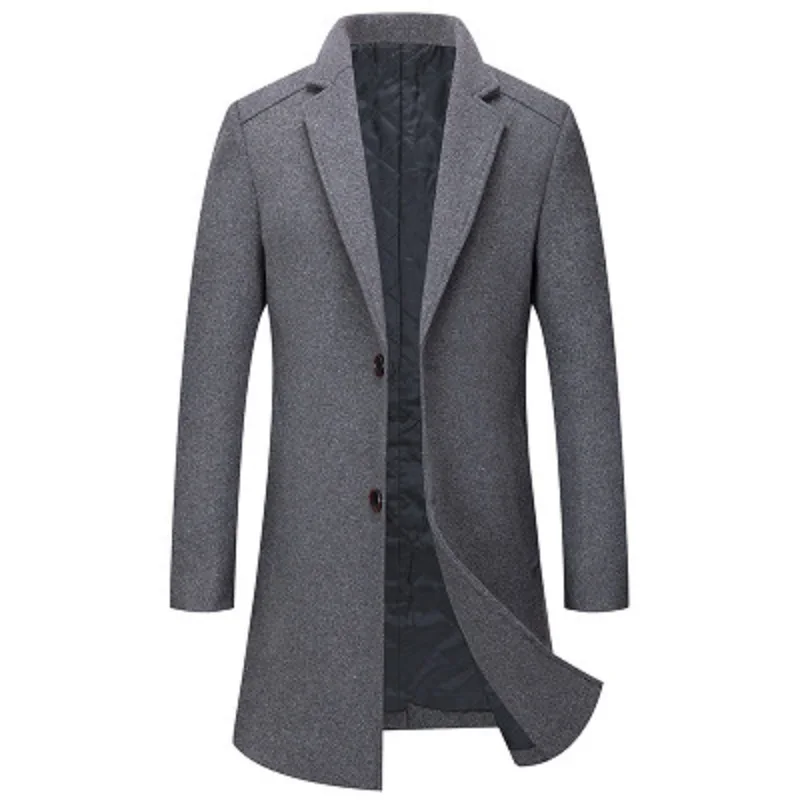 

Men Wool Blends Thick Coats Cardigans Jacket Suit Cotton Trench Winter Fleece Slim Fit Male Outwear Windproof Overcoat Pea Coat