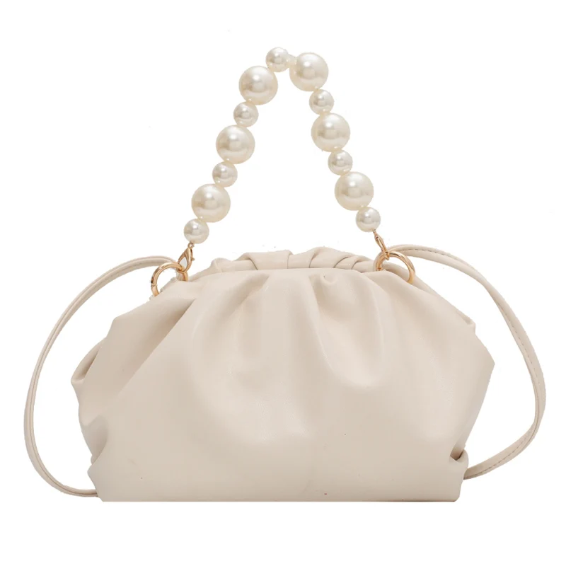 

Pearl Candy Color PU Leather Shoulder Simple Bags For Women 2021 Small Crossbody Bag Travel Chain Handbags And Purse