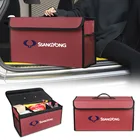 Кожаный ящик для хранения в багажнике автомобиля, Большая складная сумка-Органайзер Для SsangYong Actyon Korando Rexton Kyron Rodius Tivoli Musso