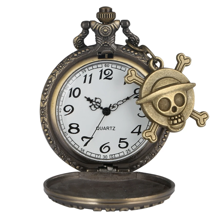 Часы с подвеской в виде пирата и черепа кварцевые карманные часы Luffy мужские