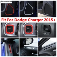 dashboard ac conditioning air outlet vent door speaker cover trim carbon fiber red accessories for dodge charger 2015 2021