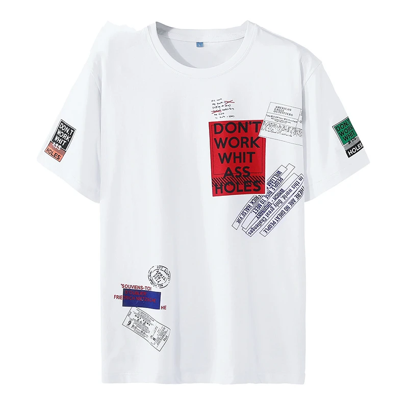 Футболка HIO HOP мужская с коротким рукавом Свободная Повседневная рубашка принтом