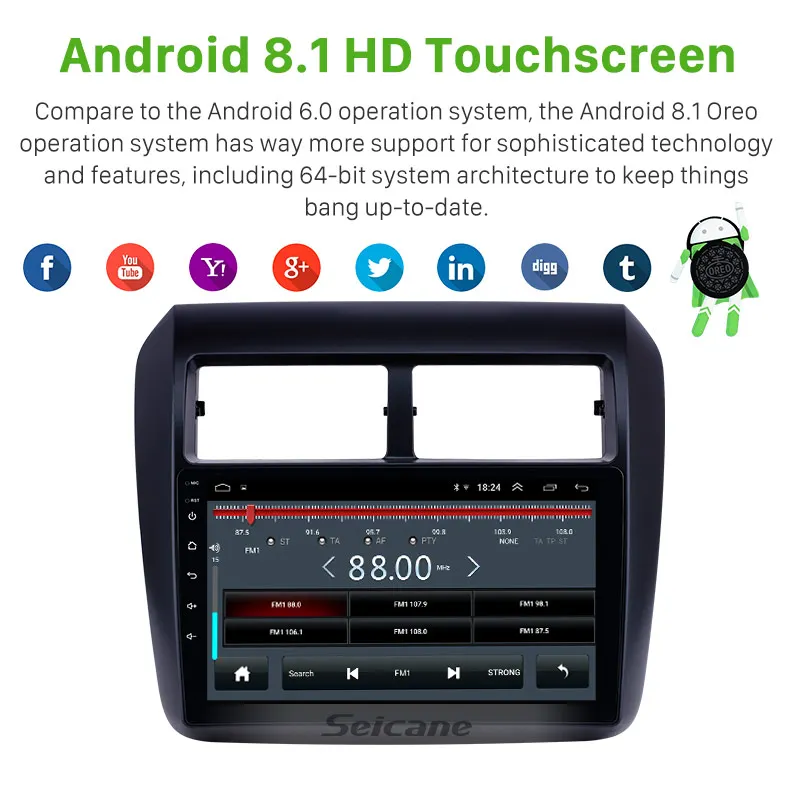 Автомобильная стереосистема Seicane Android 8 1 HD 9 дюймов для TOYOTA AGYA/WIGO 2013-2019 Bluetooth AUX Wi-Fi