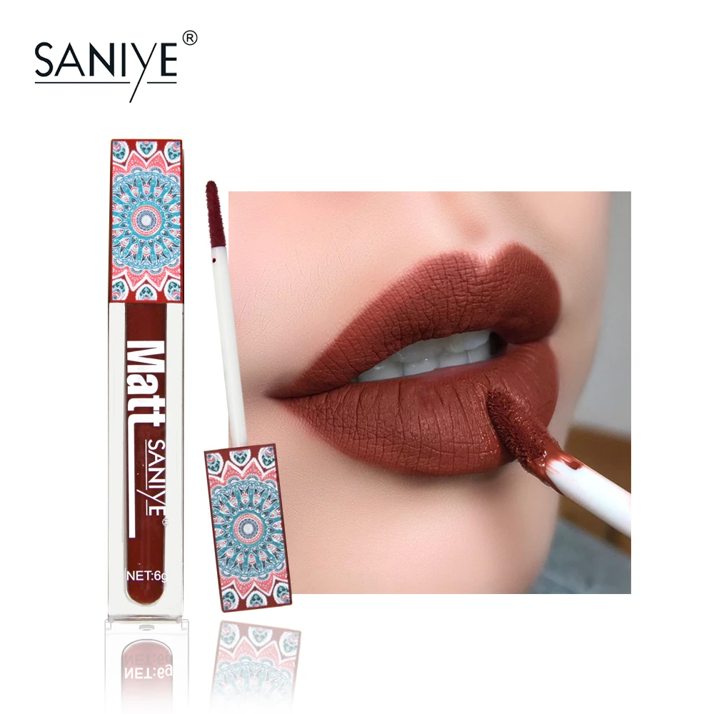Брендовый макияж SANIYE нюдовый блеск для губ водостойкая жидкая матовая губная