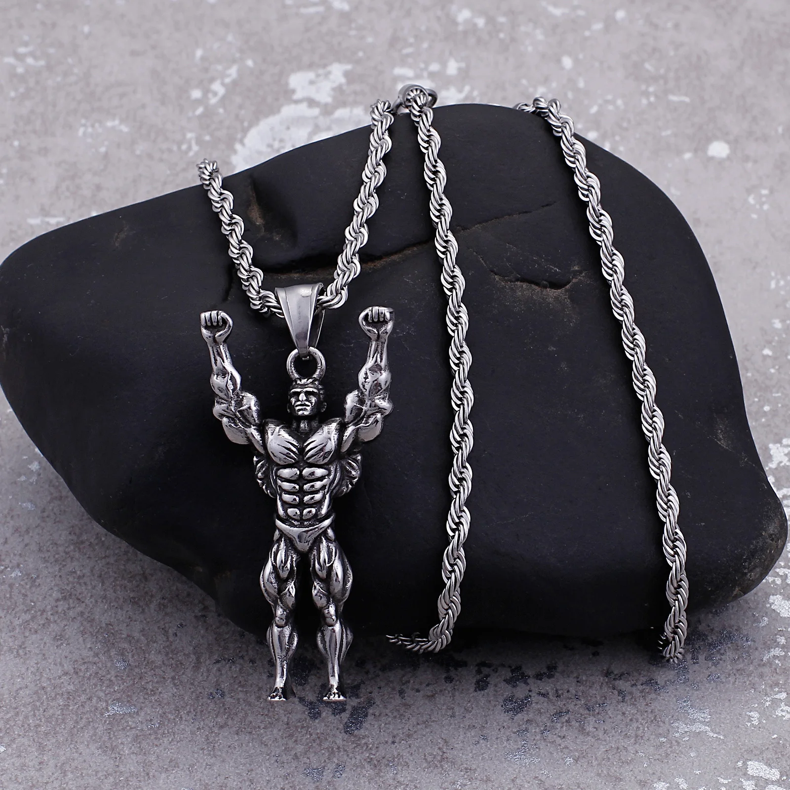 Fongten винтажное мужское ожерелье с подвеской для занятий фитнесом из нержавеющей
