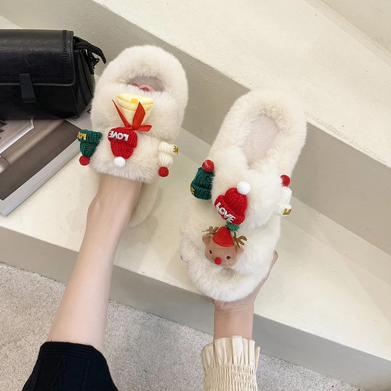 

21 Autumn/winter Indoor Women's Cotton Slippers Cute Cartoon Flat Non-slip Comfortable Wool Flip-flops for Women Slippers Women