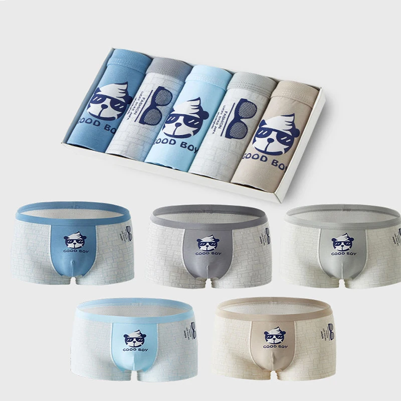 New Men's Underwear Youth Flat FFoot Shorts Fashion Cartoon Underwear Cotton Boxing Underwear Children's Underwear