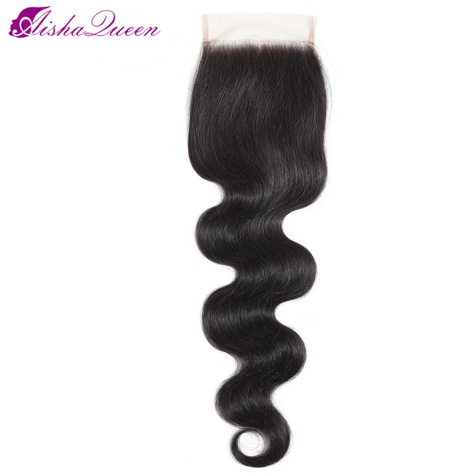 Peruvian Human Hair Closure 4*4 Lace Closure Body Wave swiss Lace Closure 10-24 Inch Free Part Non-Remy Hair Weaving