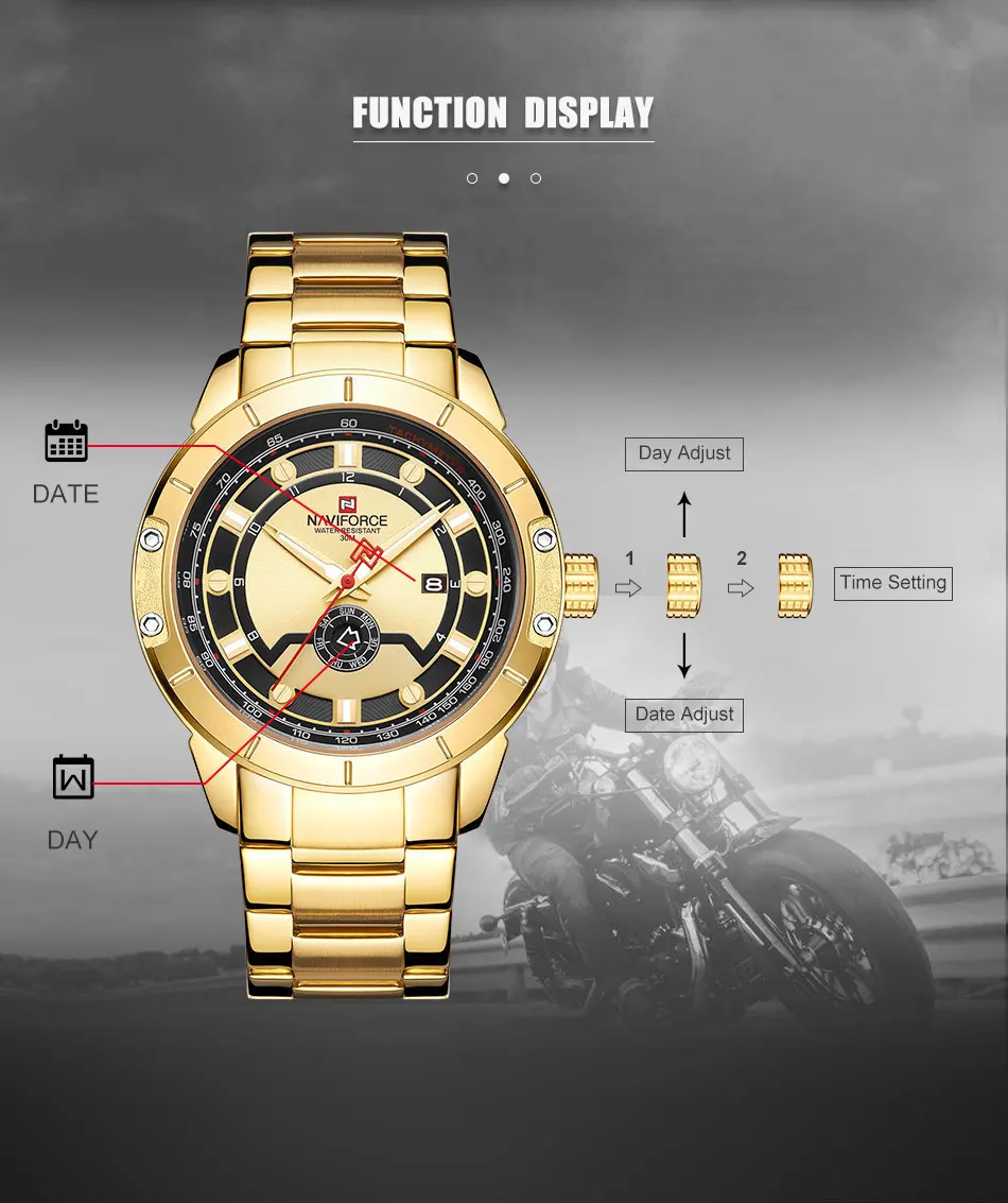 Новинка NAVIFORCE мужские s часы Топ Модный бренд для мужчин полная сталь кварцевые часы аналог водонепроницаемые спортивные армейские военные наручные часы