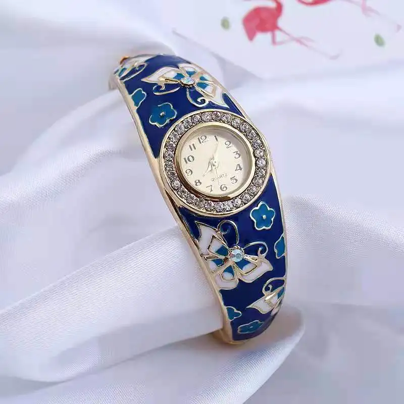 Эмаль перегородчатого цвета 18 К дворцовые Винтажные Украшения Простой браслет в